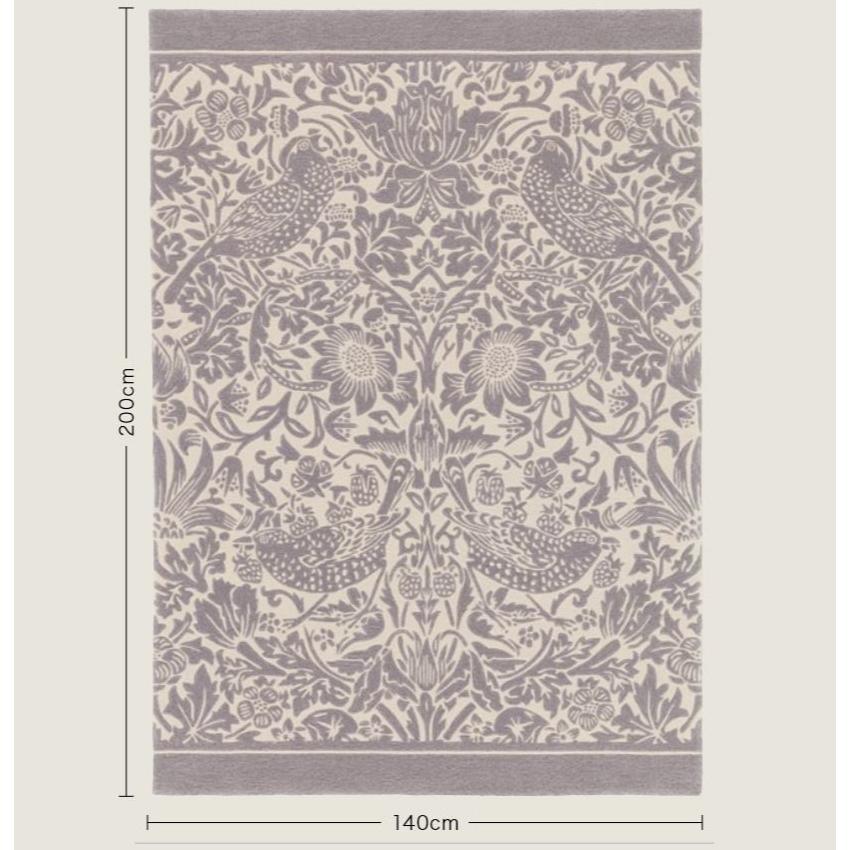 ラグ カーペット 絨毯 サンゲツ モリスクロニクルズ ウィリアムモリス いちご泥棒 グレー ストロベリーシーフ 敷物 ボタニカル 鳥 200cm×140cm ウール100% 羊毛 高級