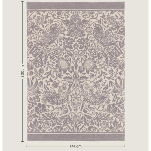 ラグ カーペット 絨毯 サンゲツ モリスクロニクルズ ウィリアムモリス いちご泥棒 グレー ストロベリーシーフ 敷物 ボタニカル 鳥 200cm×140cm ウール100% 羊毛 高級