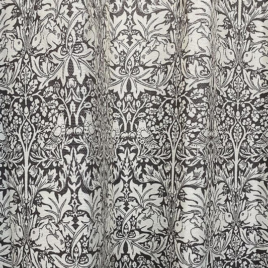 カーテン モリス柄 ブレアラビット 横幅200cm 遮光 裏地付き ウィリアムモリス 2倍ヒダ 3つ山ヒダ 花柄 コットン 既成 窓 フック付き