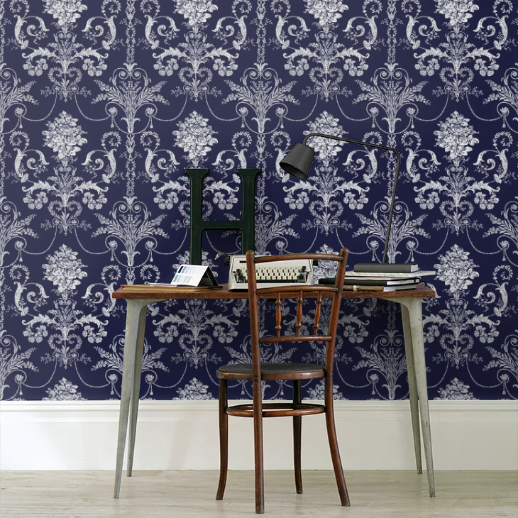 壁紙 ローラアシュレイ 113386 Josette ジョゼッテ Midnight ミッドナイト ダマスク