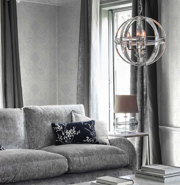 壁紙 ローラアシュレイ 113382 Josette ジョゼッテ White ホワイト ダマスク