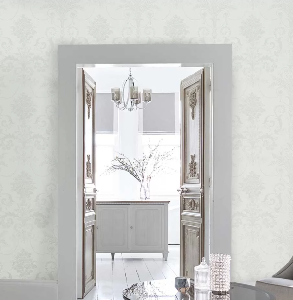 壁紙 ローラアシュレイ 113382 Josette ジョゼッテ White ホワイト ダマスク