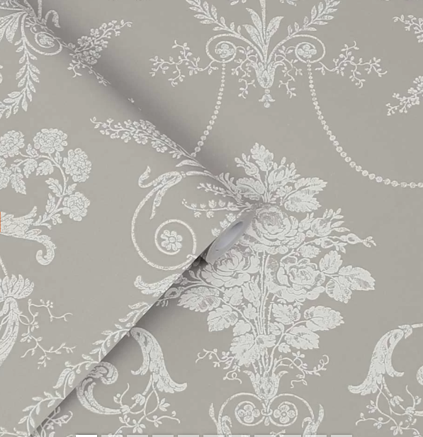 壁紙 ローラアシュレイ 113383 Josette ジョゼッテ Steel グレー ダマスク