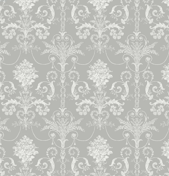 壁紙 ローラアシュレイ 113383 Josette ジョゼッテ Steel グレー ダマスク
