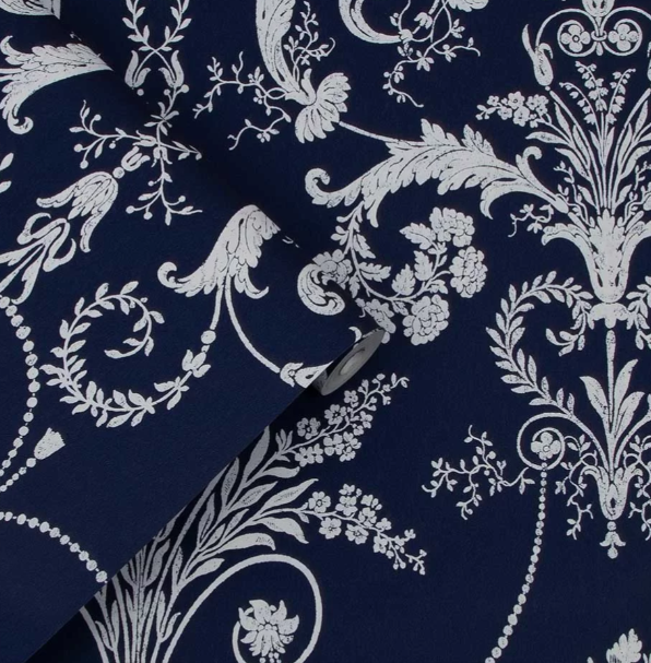 壁紙 ローラアシュレイ 113386 Josette ジョゼッテ Midnight ミッドナイト ダマスク