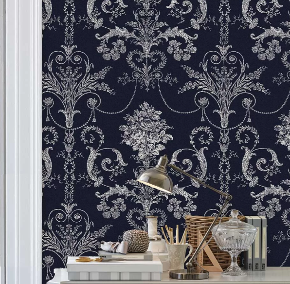 壁紙 ローラアシュレイ 113386 Josette ジョゼッテ Midnight ミッドナイト ダマスク