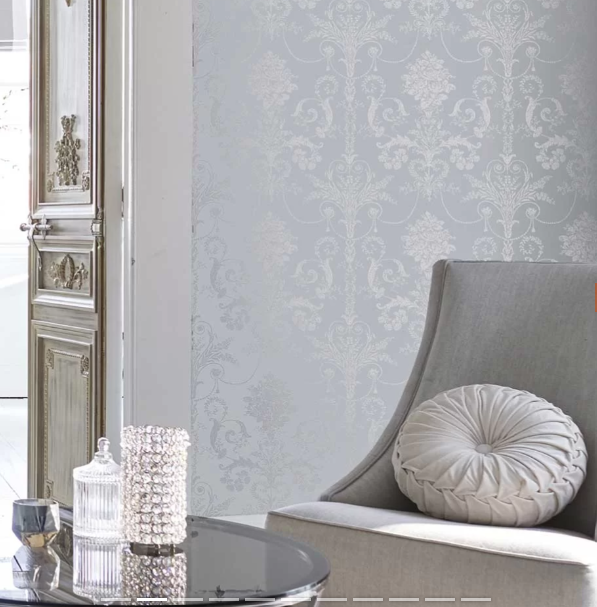 壁紙 ローラアシュレイ 113379 Josette ジョゼッテ Silver シルバー ダマスク