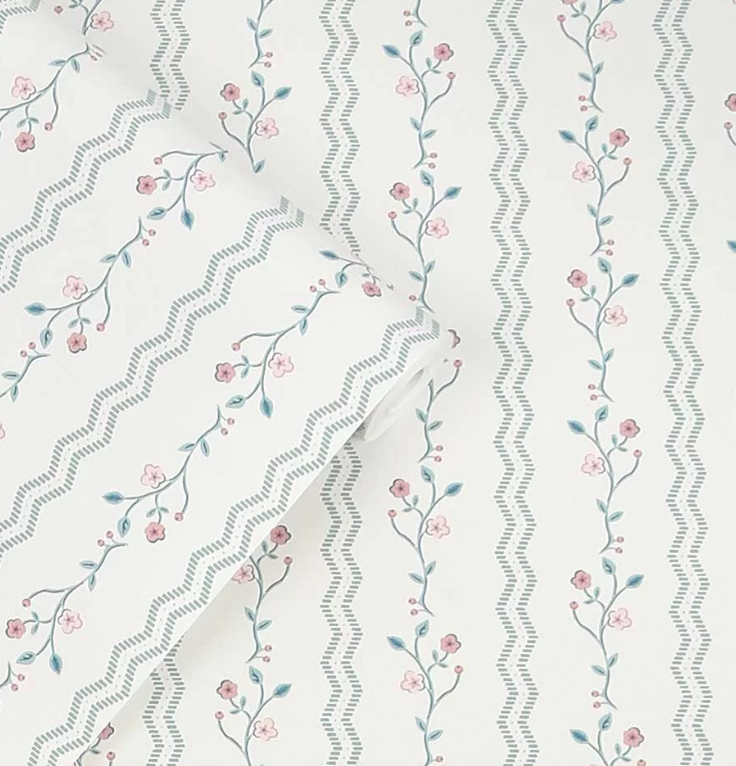 壁紙 ローラアシュレイ 122748 Blencow Stripe ストライプ 花柄