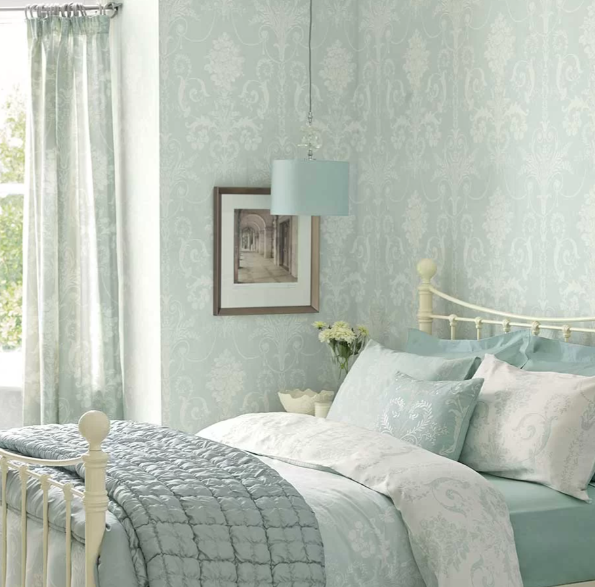 壁紙 ローラアシュレイ 113380 Josette Duck Egg ジョセッテ Duck Egg エッグダックブルー ダマスク