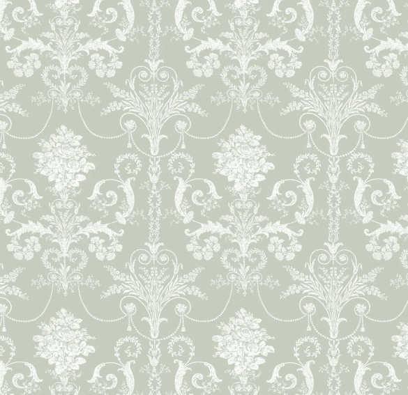 壁紙 ローラアシュレイ 130114 Josette Sage Green  セージグリーン ダマスク