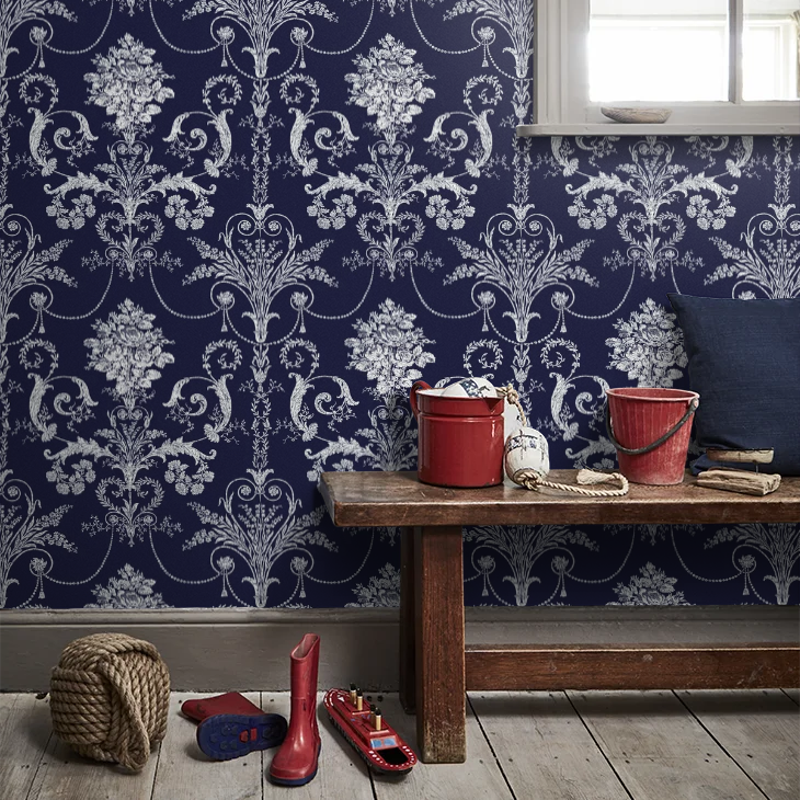 壁紙 ローラアシュレイ 113386 Josette ジョゼッテ Midnight ミッドナイト ダマスク