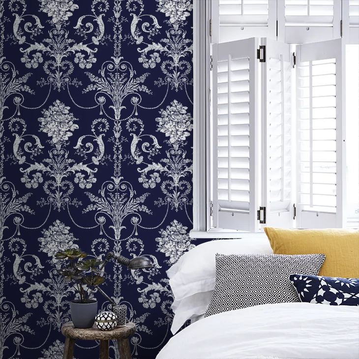 壁紙 ローラアシュレイ 113386 Josette ジョゼッテ Midnight ミッドナイト ダマスク