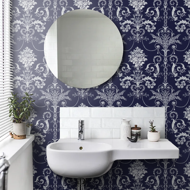 壁紙 ローラアシュレイ 113386 Josette ジョゼッテ Midnight ミッドナイト ダマスク