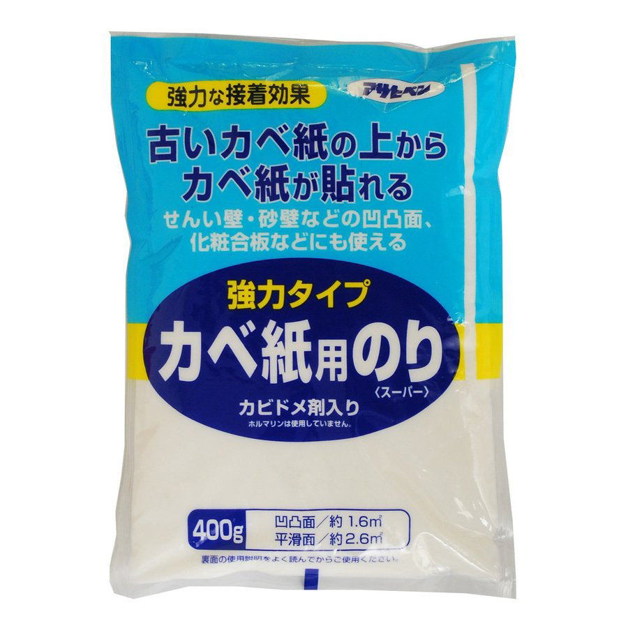 接着 補修 強力タイプ 壁紙用のり 400g 強力 接着 アサヒペン 張り替え 重ね貼り 強力のり 家具 糊 のり はがせる クロス 補修 道具 DIY 自分 施工道具