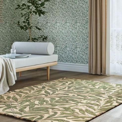 ラグ モリス柄 クロニクルズ サンゲツ ウィローボウ 敷物 カーペット 絨毯 ウィローバウ 柳 ボタニカル 200cm×140cm ウール100% 羊毛 高級