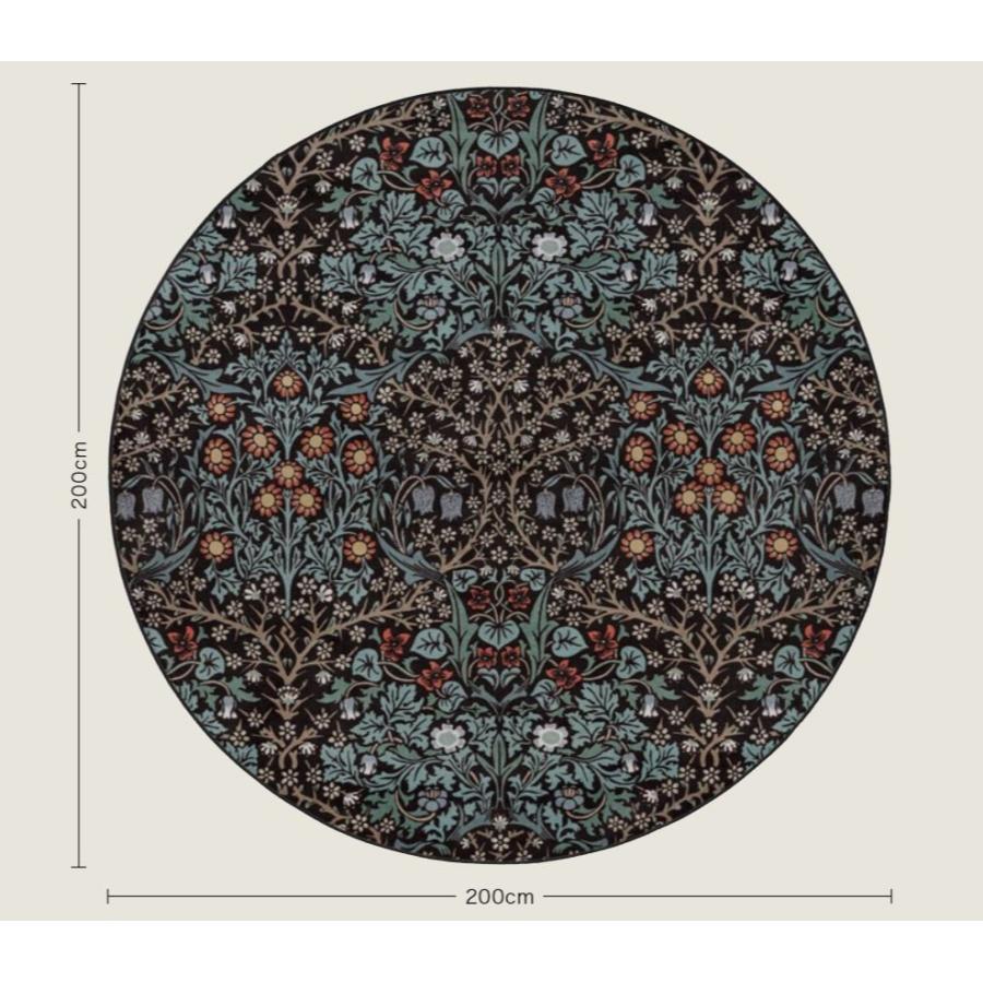 ラグ モリスクロニクルズ 円形 カーペット サークル サンゲツ ウィリアムモリス ブラックソーン  敷物 絨毯  ボタニカル 200cm 高級