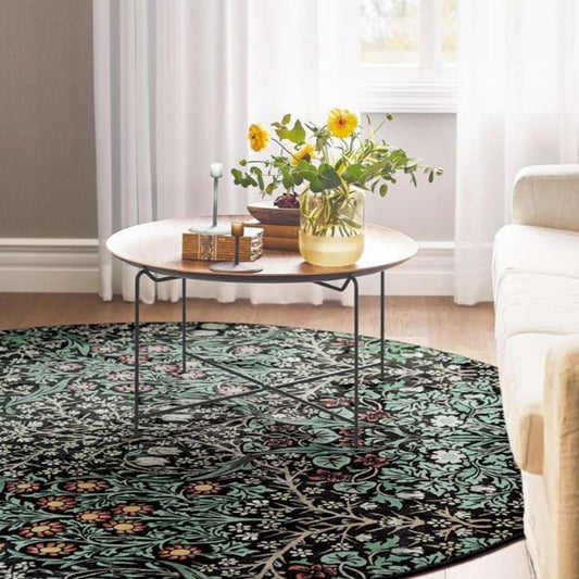 ラグ モリス柄クロニクルズ 円形 カーペット サークル サンゲツ ブラックソーン 敷物 絨毯 ボタニカル 200cm 高級