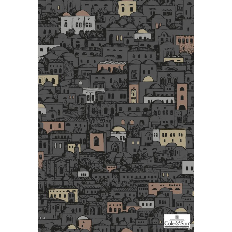 地中海沿岸 街並み 風景 家々 絵本風 フォルナセッティ Cole＆Son コール&サン 貼り換え リノベ DIY 自分で 不織布 テシード 短納期