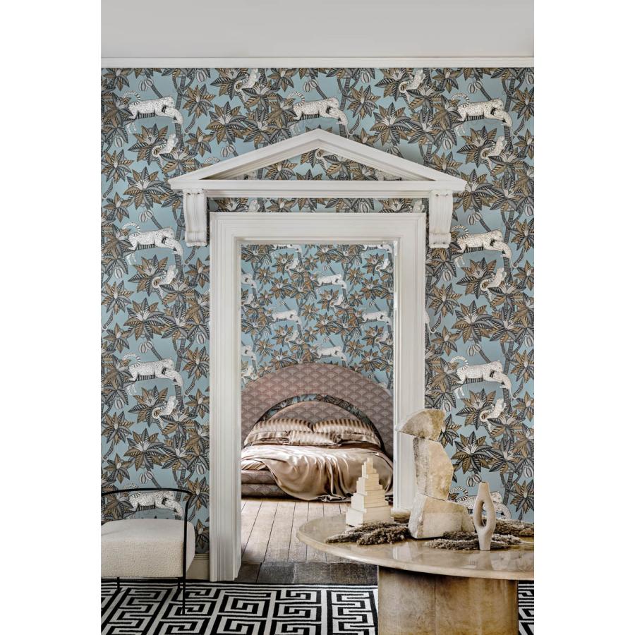 サファリ柄 ヒョウ 植物 ボタニカル 光沢 アフリカン Cole＆Son コール&サン 貼り換え リノベ DIY 自分で 不織布 テシード 短納期