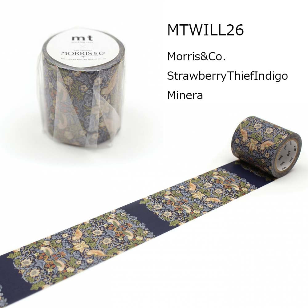 mt masuking tape MTWILL26 幅50mm×7m　Strawberry Thief Indigo/Mineral