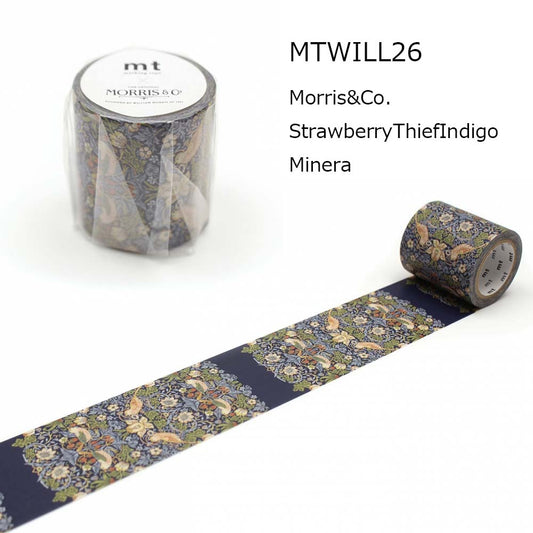 マスキングテープ mt MTWILL26 幅50mm×7m Strawberry Thief Indigo/Mineral いちご泥棒 紺