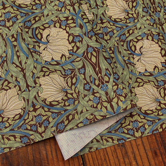 モリス柄 生地 オックス 布 ウィリアムモリスデザイン  ピンパーネル ピンパネル ブラウン ルリハコベ 1m単位